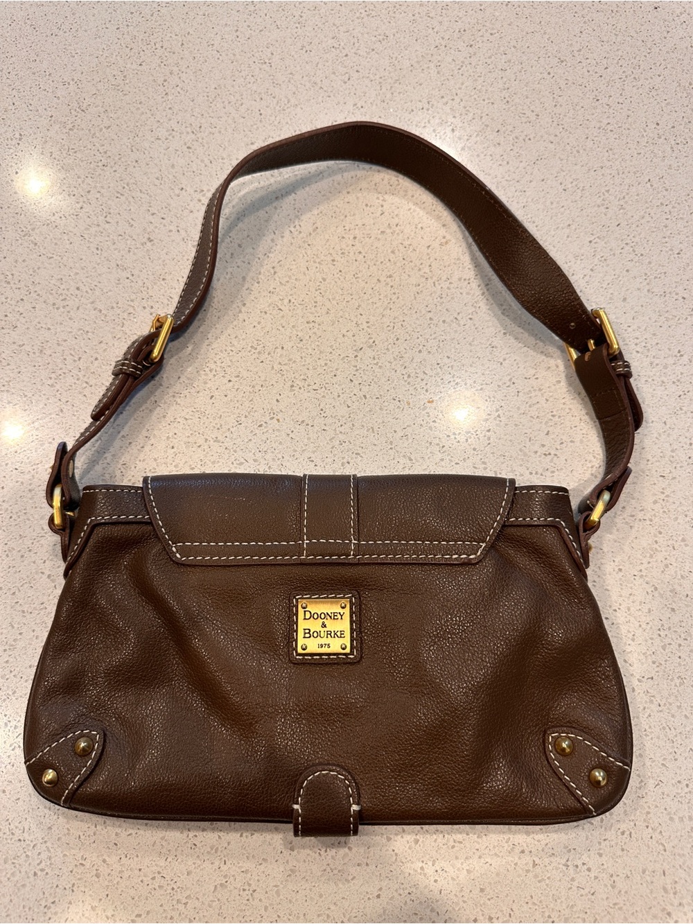 DOONEY & BOURKE BROWN PEBBLE LEATHER MEDIUM SLIM FLAP PURSE HANDBAG - Picture 3 of 6